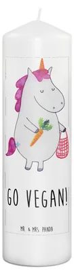 Produktbild von Mr. & Mrs. Panda Kerze Einhorn Vegan 29 x 8 cm XL - Weiß - Geschenk, Veganer, Erinnerungskerze, Veganismus, Rohkost, Blockkerze, Stumpenkerze, Gesund Leben, essen