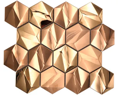 Produktbild von Metallmosaik HXM 50BR Hexagon 3D Stahl Rosegold glänzend 25,7x29,7cm