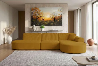 Produktbild von 99rooms Avantis Ecksofa Cordstoff POSO Gold Rechts