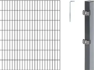 Produktbild von Alberts Doppelstabmatten Zaun, Höhe 160 cm, Länge 14 m, Zaun-Komplettset zum Einbetonieren, anthrazit, Pfosten 60x40 mm