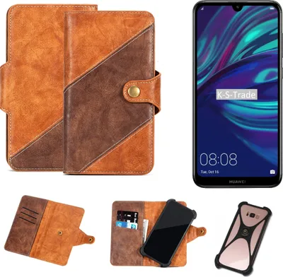 Produktbild von K-S-Trade Handyhülle Schutzhülle Bookstyle Case Wallet-Case kompatibel mit Huawei Y7 (2019) Cover Klapphülle Kantenschutz Smartphone dunkelbraun