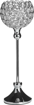 Produktbild von BELIANI Kerzenständer Silber Glas und Metall Glasschale mit dekorativen Kristallen Glamour Kerze Kerzen Deko Dekoration Elegant