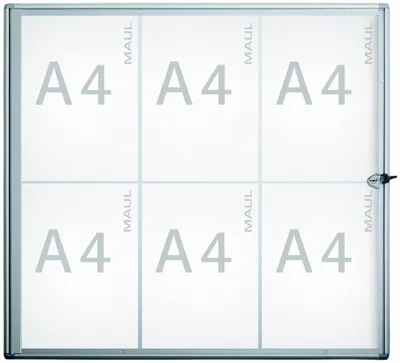 Obrázek produktu pro Vitrína MAUL MAULextraslim formát na šířku 6 x A4 hliník 3,1 x 71 x 65,1 cm stříbrná