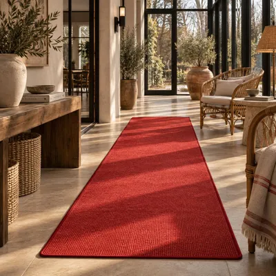 Produktbild von Sisal Natur Läufer Teppich Astra Rot, Größe:100x200 cm