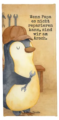Produktbild von Mr. & Mrs. Panda Badehandtuch Wenn Papa es nicht reparieren kann, sind wir am Arsch Design - Grau Pastell - Geschenk, Dad, Vatertag, Handtuch, Strandtuch, Duschtuch