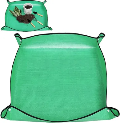 Produktbild von Gartenmatte 75x75 cm, wasserdicht, faltbar, zum Umtopfen von Pflanzen, grüne Farbe