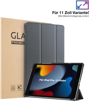 Produktbild von Schutzhülle + 2x 9H Display Glas für Apple iPad Pro 7. Gen 11.0 Zoll Cover Case Schutz Tablet Farbe: Grau