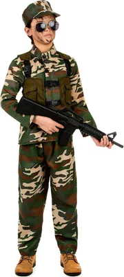 Obrázek produktu pro Kostým vojáka pro chlapce zeleno-hnědo-béžový L 10-12 let (130-140 cm)