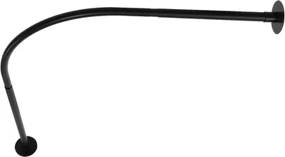 Image de Barre de rideau de douche - Barre télescopique en L - Acier inoxydable - Réglable 72-95 × 90-130 cm - Angle réglable - Pour baignoire - Noir
