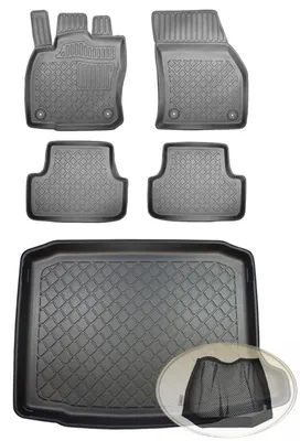 Produktbild von SET Kofferraumwanne Gummifußmatten für Seat Ateca Steilheck Geländewagen SUV 5-türer 2016- ohne Varioboden (vertiefte Ladefläche)