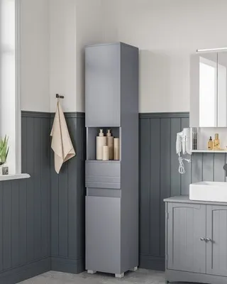 Produktbild von VASAGLE Badezimmerschrank, Badschrank, Badezimmermöbel mit einer Schublade/2 Schubladen, verstellbare Ablagen, offenes Fach