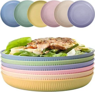 Produktbild von 6 Stück Platte Dinerböden, unzerbrechbar und robust, 22 cm, Teller für Salat, Pasta, Party, zu Hause, Mikrowellen- und Geschirrspülerfest