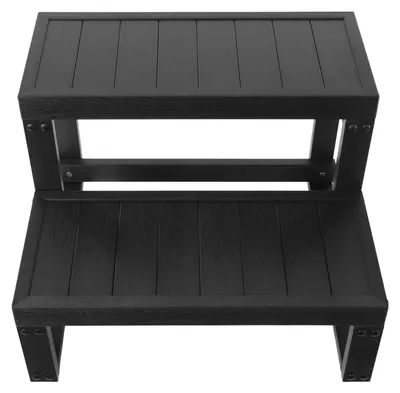 Produktbild von Badewannentritt - 2-stufige Spa- und Whirlpool-Treppe - Rutschfestes WPC - Verstärkte 15–25 mm Stufenbretter - 60×54×42,3 cm - Schwarz