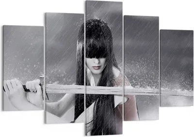 Produktbild von Bild auf Leinwand - Leinwandbild - Frau Aggression Schwert - 150x100cm - Wand Bild - Wanddeko - Leinwanddruck - Bilder - Kunstdruck - Wanddekoration - Leinwand bilder - Wandkunst - EA150x100-2261