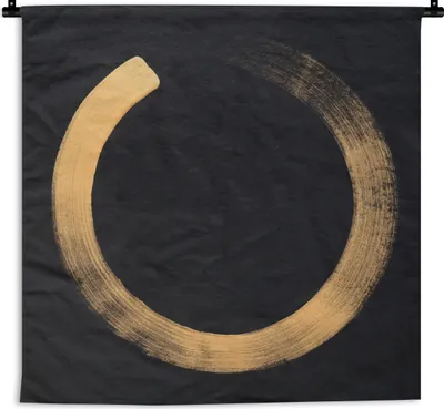 Produktbild von MuchoWow® Wandteppich Wandbehang Goldener Kreis auf dunklem Hintergrund 90x90 cm Tapisserie Dekoration Wandtuch - Wandaufhänger