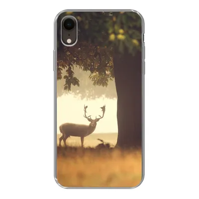 Produktbild von MuchoWow® Handyhülle Schutzhülle Hülle für iPhone XR Hirsche - Bäume - Wald Silikon Softcase Handy Hülle - Schutzdeckel