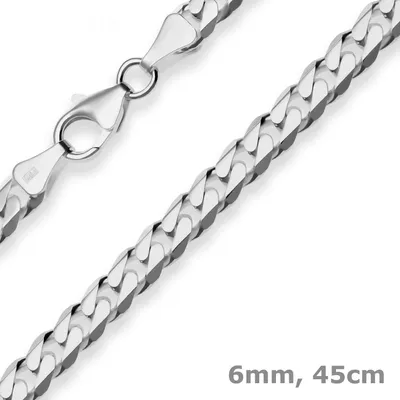 6mm-Panzerkette-aus-925-Silber-rhodiniert-45cm