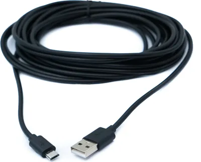 Produktbild von SYSTEM-S USB 2.0 Kabel 5 m Micro B Stecker zu Typ A Stecker in Schwarz