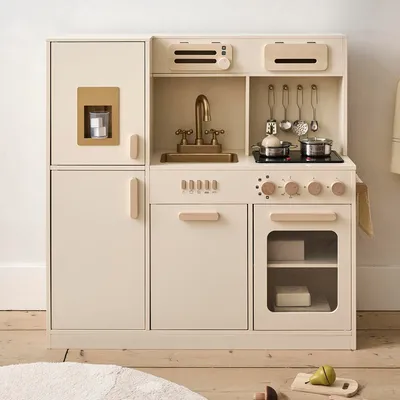Produktbild von Petite Amélie Spielküche aus Holz XL Noisette - incl. 7-teiligem Zubehör-Set | Beige