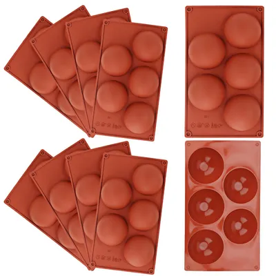 10er Set Silikonformen, 8 cm Ø, 5 Mulden, halbrund, backofenfest