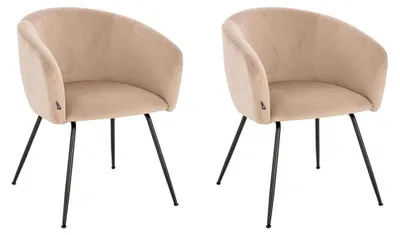 Produktbild von HOME DELUXE - Polsterstuhl ARIA - 2 Stück, Farbe: Samt Beige - weiche Polsterung, bis 120 kg belastbar I Küchenstuhl Speisestühle Esszimmerstühle