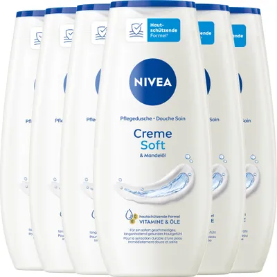 Produktbild von NIVEA Pflegedusche Creme Soft & Mandel-Öl Cremedusche mild hautneutral 6 x 250ml