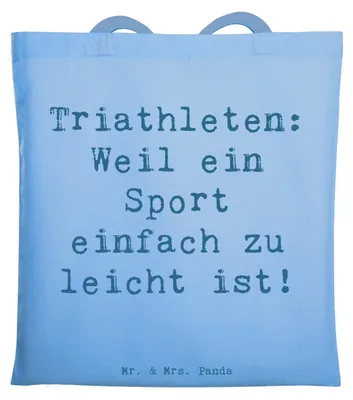 Produktbild von Mr. & Mrs. Panda Tote Bag Spruch Triathlon Helden - Sky Blue - Geschenk, persönliche Bestzeit, Tasche, Einkaufstasche, Sportler, Laptoptasche, Ausdauer, mentales Training