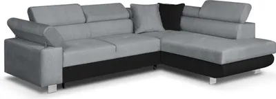 Produktbild von Ecksofa mit Schlaffunktion, CREDO Wellenfedern, rechts - Hellgrau/Schwarz