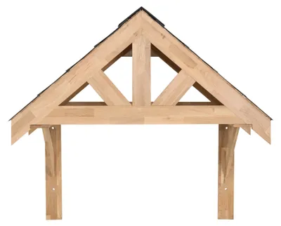 Produktbild von Vordach aus Eichenholz Giebel-Türüberdachung Unterstand 1250 mm Wandmontiertes Dach Traditioneller Holzstil DIY-Außenüberdachung 1,75 m B x 1,6 m H, 2 Ober-Unter-Leuchten inkl. Befestigungsset