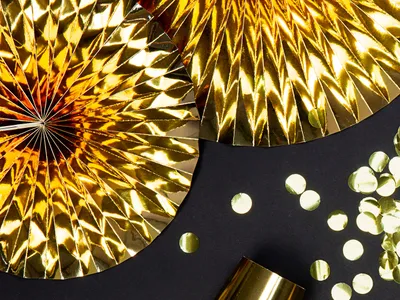 Produktbild von Deko Papier Rosetten 23-40cm gold 3er Set