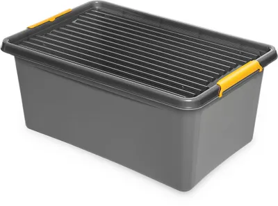 Produktbild von Kreher Aufbewahrungsbox 'Solid Box' aus Kunststoff mit Deckel und Rollen (40 Liter Volumen)