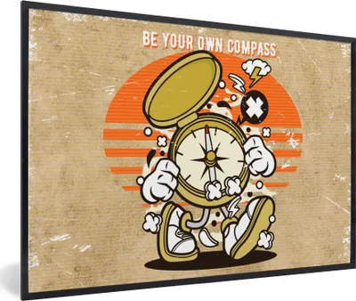 Produktbild von MuchoWow® MuchoWow® Gerahmtes Poster Kompass - Vintage - Zitat 90x60 cm - Poster mit zchwarzem Bilderrahmen - Fotorahmen - Foto-Plakat