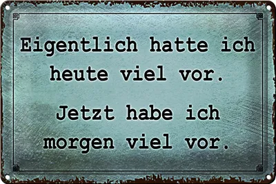 Produktbild von Blechschild Spruch 40x30cm eigentlich hatte ich viel vor