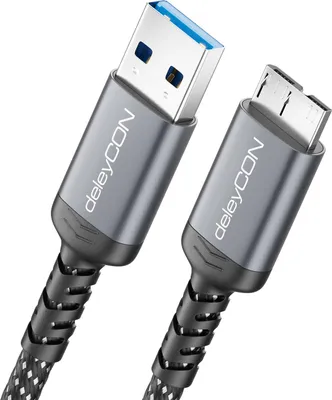 Produktbild von deleyCON 1,5m USB 3.0 Micro B Kabel 5Gbps - USB A auf Micro B Stecker - Datenkabel für Externe Festplatte HDD SSD - für Toshiba, WD, Seagate, Samsung Galaxy S5/ Note 3/Note Pro 12,2 Usw