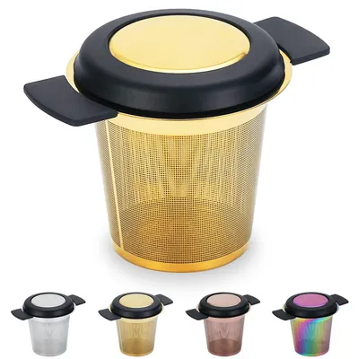 Teesieb aus Edelstahl, feines Mesh, groß, gold