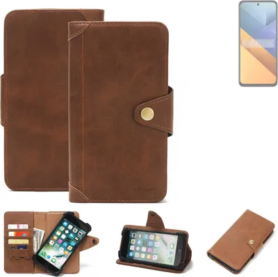 Produktbild von K-S-Trade Handyhülle kompatibel mit POCO M6 4G Schutz Hülle Walletcase Bookstyle Tasche Case Handytasche Wallet Flipcase Cover PolyurethanBraun (1x)