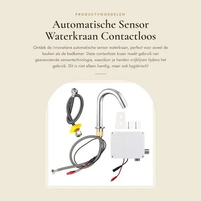 Produktbild von Automatischer Wasserhahn mit Sensor – Berührungslos – Ideal für Küche und Badezimmer – Edelstahl – Einfache Installation – Spart Wasser