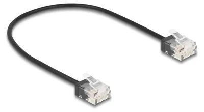 Produktbild von DeLOCK RJ45 Netzwerkkabel Cat.6 UTP Ultra Slim 0,3 m schwarz mit kurzen Steckern, 0,3 m, Cat6, U/UTP (UTP), RJ-45, RJ-45, Schwarz