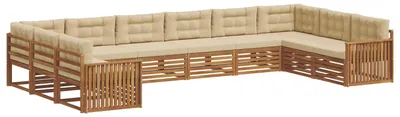 Immagine prodotto di Divano componibile vidaXL, 8 pezzi, legno massello di acacia naturale e beige