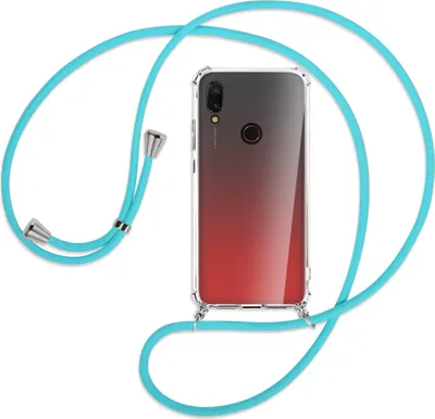 Produktbild von Handykette Backcover-Schutzhülle mit Band (Metall silberfarben) für Xiaomi Redmi 7 - türkis