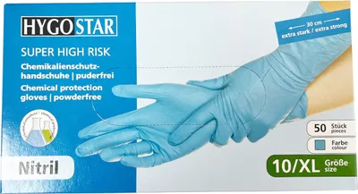 Produktbild von HYGOSTAR Chemikalien-Schutzhandschuh SUPER HIGH RISK XL blau 50 Stück