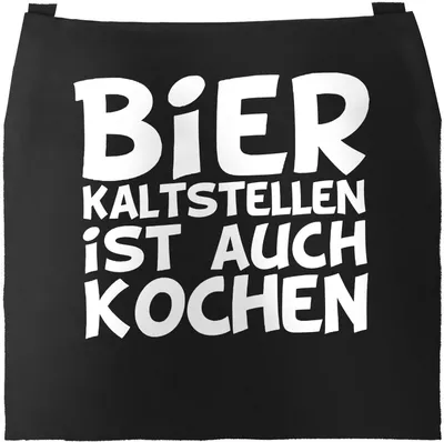 Produktbild von Koch-Schürze für Männer mit lustigem Spruch Bier kaltstellen ist auch kochen Küchenschürze Moonworks® schwarz unisize