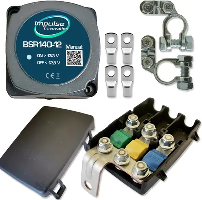 Produktbild von Automatik Trennrelais | BSR140-12 | 12V 140A | Polklemmen | 3-fach Sicherung | 10mm² Verbinder