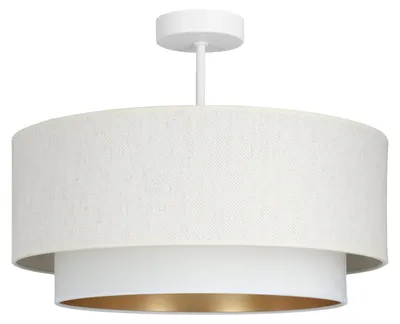 Produktbild von Deckenleuchte Metall Stoff E27 B: 45 cm in Weiß Gold rund Modern