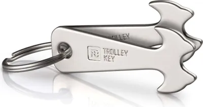 Produktbild von FABACH 2 x Trolley Key Einkaufswagenlöser - Ersetzt Einkaufswagenchip, Einkaufschip - Schlüsselanhänger aus Metall für Key Organizer und Schlüsselbund - Kein Steckenbleiben im Einkaufswagen