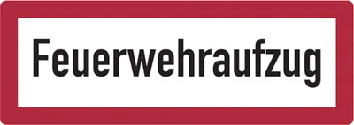 Produktbild von Dreifke® Feuerwehrschild, Feuerwehraufzug - DIN 4066 | Alu geprägt | 297x105 ...
