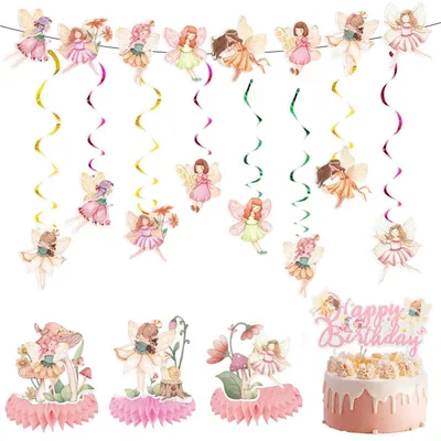 Immagine prodotto di Set di ghirlande decorative per feste di compleanno a tema principessa, composto da 20 pezzi, con elemento centrale e decorazioni pendenti, ideale per feste di bambine