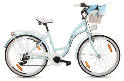 Obrázok produktu pre Goetze Mood 26" mestský bicykel, hliníkový rám s nízkym nástupom 17", Shimano Tourney 6 rýchlostí, V-Brake, LED osvetlenie, pohodlné sedlo, košík