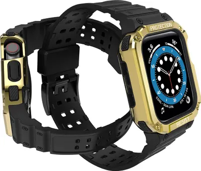 Image de Bracelet De Protection Avec Etui Pour Apple Watch 7 / 6 / 5 / 4 / 3 / 2 / Se (41 / 40 / 38Mm) Étui Housse De Montre Blindée Noir