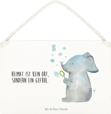 Produktbild von Mr. & Mrs. Panda Schild Elefant Seifenblasen DIN A5 - Weiß - Geschenk, Liebe, Lustige Sprüche, holzbild, Heimat, Wandbild Holz, Liebesbeweis, Elefanten, Liebesspruch